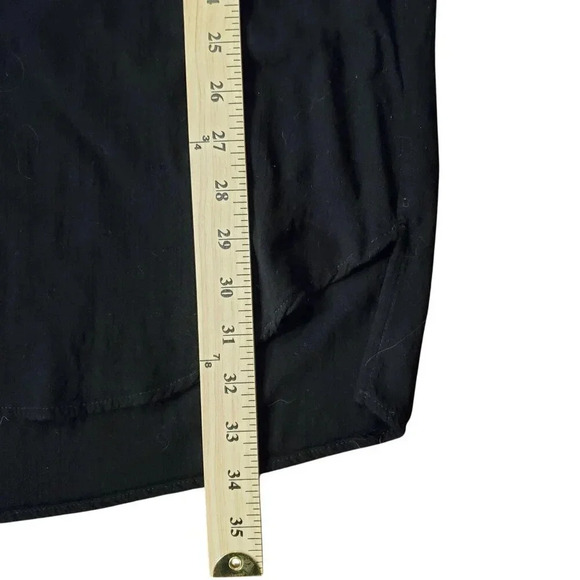 Velvet Black Button Front Hi Low Flowy Tunic Top Mini Dress L - Picture 14 of 16